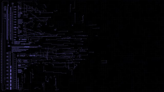 PNG Alpha.HUD with electrical circuit and digital elements. Futuristic UI technological display.Connecting beautiful blue lines particles animation.