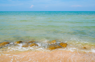 Wave & Sand beach background , holiday or relax in summer concept.