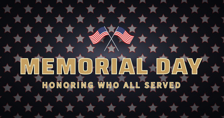 Memorial day. Greeting poster with USA flags.