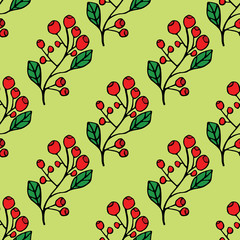 seamless pattern with viburnum vector