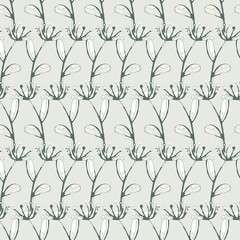 seamless vector pattern with abstract plants painted by hand with a simple pencil