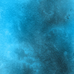 Colorful winter blue ink and watercolor textures on white paper background. Paint leaks and ombre effects. Hand painted abstract image. Deep sea.
