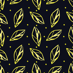 vector seamless pattern with one leaf drawn by hand with a simple pencil