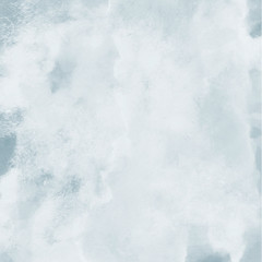Colorful winter blue ink and watercolor textures on white paper background. Paint leaks and ombre effects. Hand painted abstract image. Deep sea.