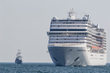 Fototapeta na wymiar CRUISE SHIP - A beautiful passenger ship in a cruise on the sea