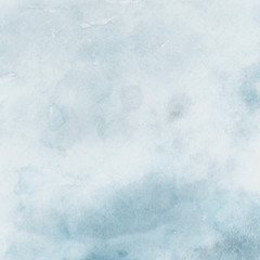 Colorful winter blue ink and watercolor textures on white paper background. Paint leaks and ombre effects. Hand painted abstract image. Deep sea.
