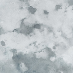 Colorful winter blue ink and watercolor textures on white paper background. Paint leaks and ombre effects. Hand painted abstract image. Deep sea.