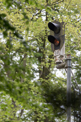 red traffic light in the park, semaphore
