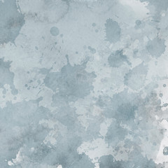 Colorful winter blue ink and watercolor textures on white paper background. Paint leaks and ombre effects. Hand painted abstract image. Deep sea.