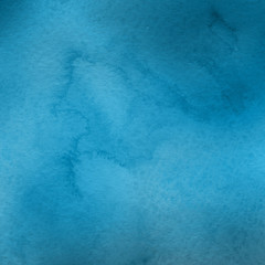 Colorful winter blue ink and watercolor textures on white paper background. Paint leaks and ombre effects. Hand painted abstract image. Deep sea.