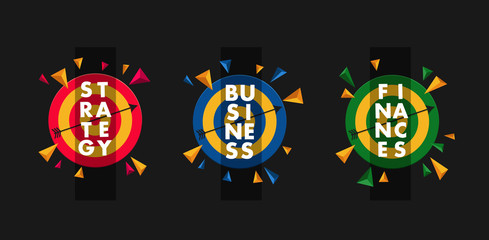 Obraz premium business finance strategy 3 graphic elements stylized typography on the targets