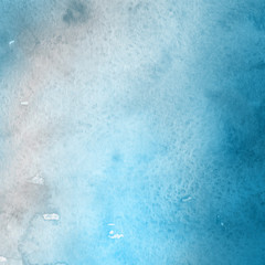 Colorful winter blue ink and watercolor textures on white paper background. Paint leaks and ombre effects. Hand painted abstract image. Deep sea.