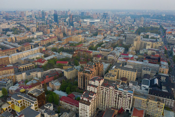 Aerial view of Sofievskaya Square and St. Sophia Cathedral in Kiev, Ukraine. Tourist Sight. Ukrainian baroque