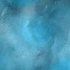 Colorful winter blue ink and watercolor textures on white paper background. Paint leaks and ombre effects. Hand painted abstract image. Deep sea.