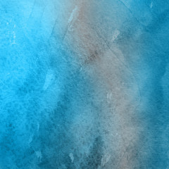 Colorful winter blue ink and watercolor textures on white paper background. Paint leaks and ombre effects. Hand painted abstract image. Deep sea.
