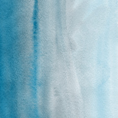 Colorful winter blue ink and watercolor textures on white paper background. Paint leaks and ombre effects. Hand painted abstract image. Deep sea.