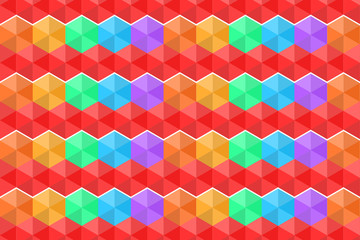 Seamless pattern geometric hexagons, Vector colorful abstract texture with triangular and hexagonal shapes