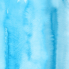 Colorful winter blue ink and watercolor textures on white paper background. Paint leaks and ombre effects. Hand painted abstract image. Deep sea.