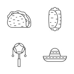 Mexican linear icons set