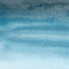 Colorful winter blue ink and watercolor textures on white paper background. Paint leaks and ombre effects. Hand painted abstract image. Deep sea.