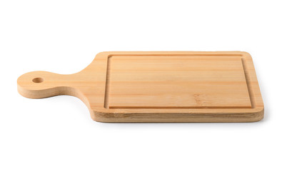 Wooden chopping board on a white background