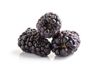 Closeup shot of fresh blackberries. Isolated on white