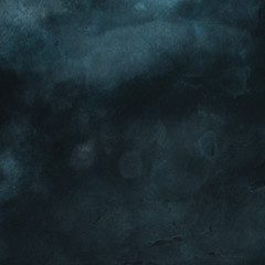 Colorful winter blue ink and watercolor textures on white paper background. Paint leaks and ombre effects. Hand painted abstract image. Deep sea.