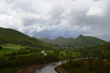 spring landscape in front of the rain