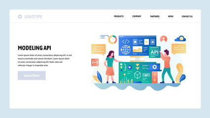 Vector web site design template. API technology and software development. Landing page concepts for website and mobile development. Modern flat illustration