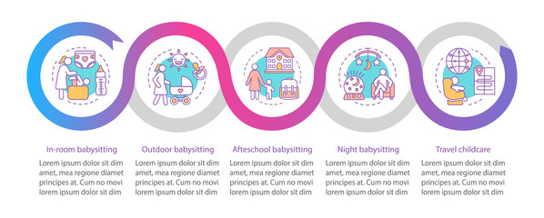 Hotel babysitting service vector infographic template