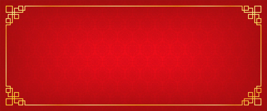 chinese new year banner, abstract oriental background, red square window inspiration, vector illustration 