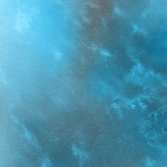 Colorful winter blue ink and watercolor textures on white paper background. Paint leaks and ombre effects. Hand painted abstract image. Deep sea.