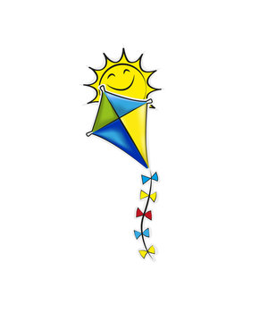 Travel Logo kite and bright sun summer, cloud, blue,