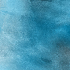 Colorful winter blue ink and watercolor textures on white paper background. Paint leaks and ombre effects. Hand painted abstract image. Deep sea.