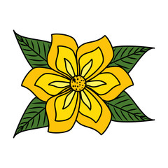 beautiful flower with leafs decoration