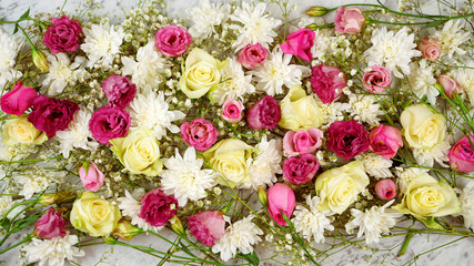 Floral background with copy and negative space for feminine holiday, birthday, or Mother's Day celebration.