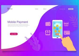 Mobile online payment vector illustration concept, people use smartphone for money transfer, payment and shopping. Can use for web banner, landing page, web, ui template