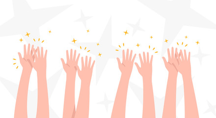 Applause. People hands clapping. Celebration, congratulations, ovations background. Cute simple cartoon design. Flat style vector illustration.