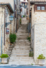 Obraz premium Montenero Sabino (Rieti, Italy) - A very small and charming medieval village in stone with castle, on the Rieti hills, Sabina area, Lazio region, central Italy 