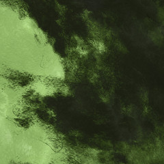 Green ink and watercolor textures on white paper background. Paint leaks and ombre effects. Hand painted abstract image.
