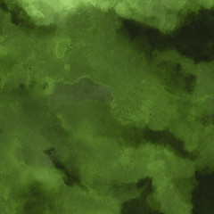 Green ink and watercolor textures on white paper background. Paint leaks and ombre effects. Hand painted abstract image.