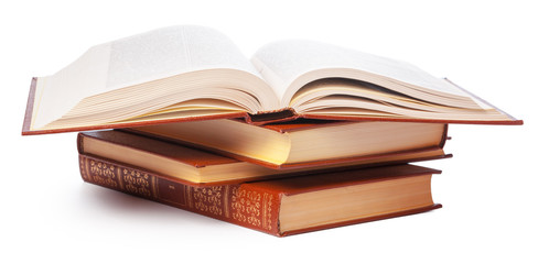 pile of books isolated on white background