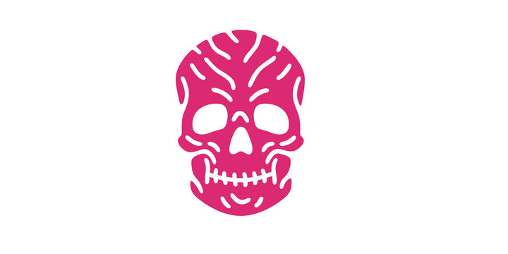 Skull logo. Simple cartoon design icon, emblem. Realistic silhouette. Flat style vector illustration.