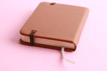 brown leather notebook closed