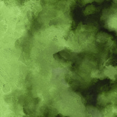 Green ink and watercolor textures on white paper background. Paint leaks and ombre effects. Hand painted abstract image. © artistmef