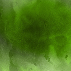 Green ink and watercolor textures on white paper background. Paint leaks and ombre effects. Hand painted abstract image. © artistmef
