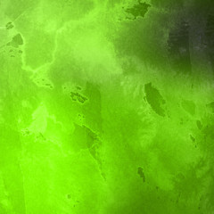 Green ink and watercolor textures on white paper background. Paint leaks and ombre effects. Hand painted abstract image.