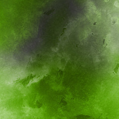 Green ink and watercolor textures on white paper background. Paint leaks and ombre effects. Hand painted abstract image.