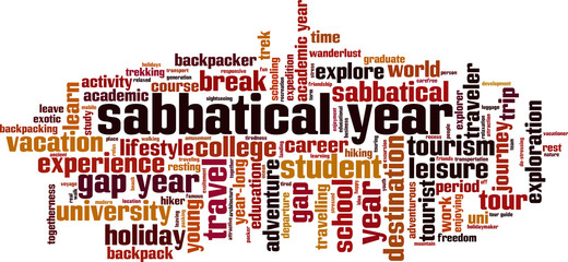Sabbatical year word cloud - obrazy, fototapety, plakaty