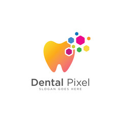 Creative dental pixel logo - Vector logo template